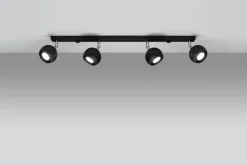 Sollux Schwarzer Strahler Stahl 4-flammig 80cm lang Retro GU10< Deckenleuchten|Spots