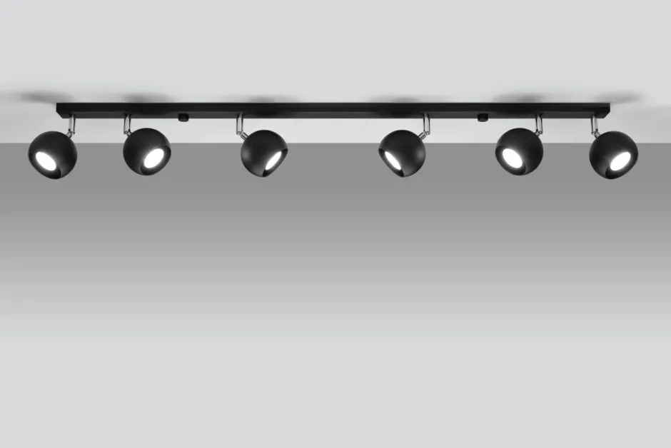 Deckenleuchten|Spots*Sollux Schwarzer Wohnzimmerstrahler Metall 120 cm lang GU10