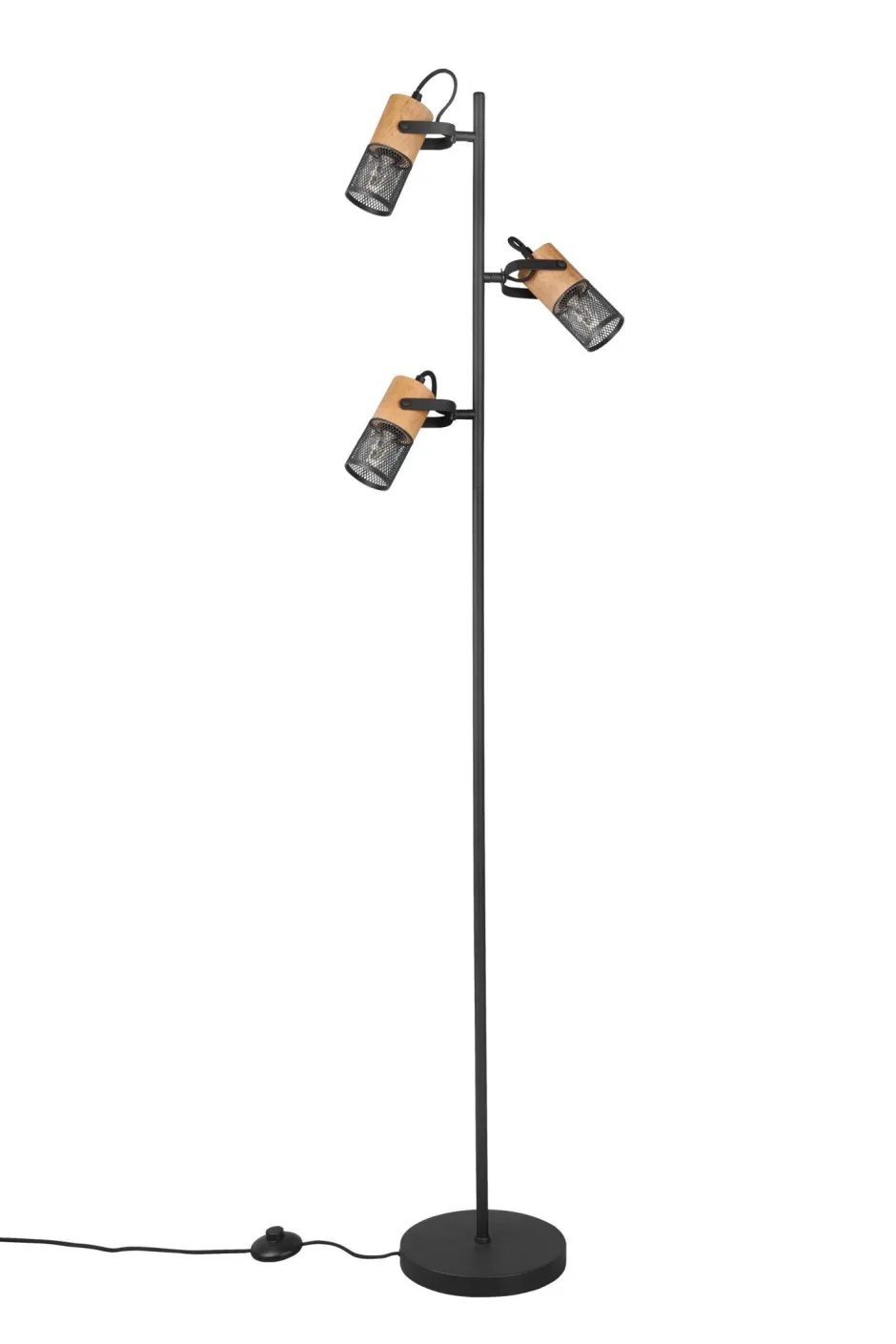 Trio Reality Schwenkbare Stehlampe Metall Holz 150 cm E14 Vintage< Wohnzimmerlampen|Metall Lampen