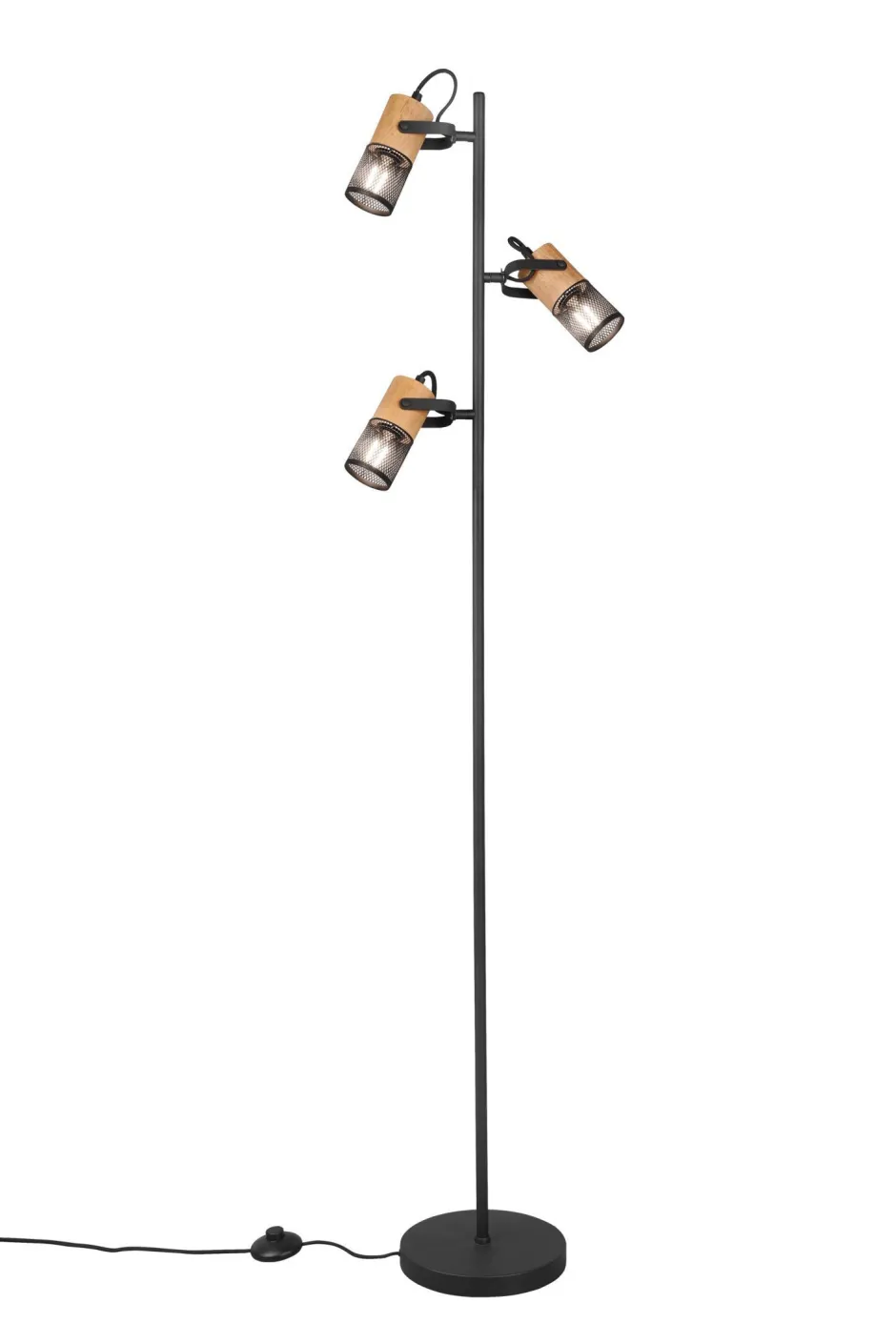 Trio Reality Schwenkbare Stehlampe Metall Holz 150 cm E14 Vintage< Wohnzimmerlampen|Metall Lampen