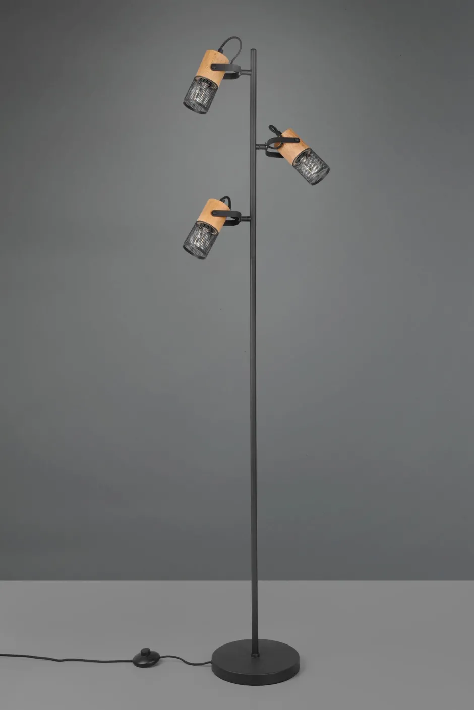 Trio Reality Schwenkbare Stehlampe Metall Holz 150 cm E14 Vintage< Wohnzimmerlampen|Metall Lampen