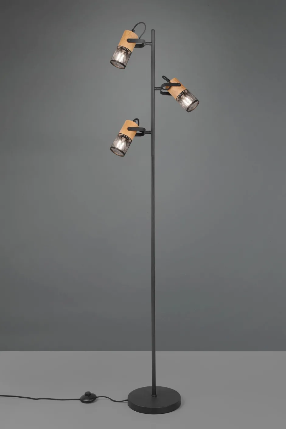 Trio Reality Schwenkbare Stehlampe Metall Holz 150 cm E14 Vintage< Wohnzimmerlampen|Metall Lampen