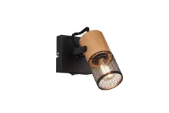 Trio Reality Schwenkbarer Wandspot Metall Holz T:9 cm E14 Schalter< Flurlampen|Bürolampen