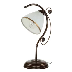 Lamkur Shabby braune Tischlampe Metall 39cm Jugendstil< Glaslampen|Shabby Chic Lampen