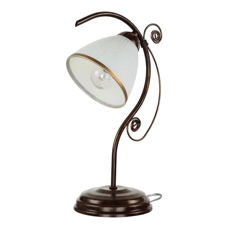 Lamkur Shabby braune Tischlampe Metall 39cm Jugendstil< Glaslampen|Shabby Chic Lampen