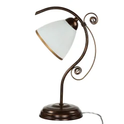 Lamkur Shabby braune Tischlampe Metall 39cm Jugendstil< Glaslampen|Shabby Chic Lampen