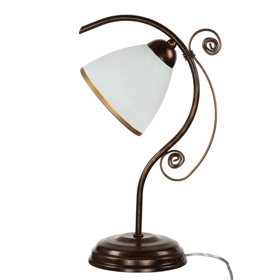 Lamkur Shabby braune Tischlampe Metall 39cm Jugendstil< Glaslampen|Shabby Chic Lampen