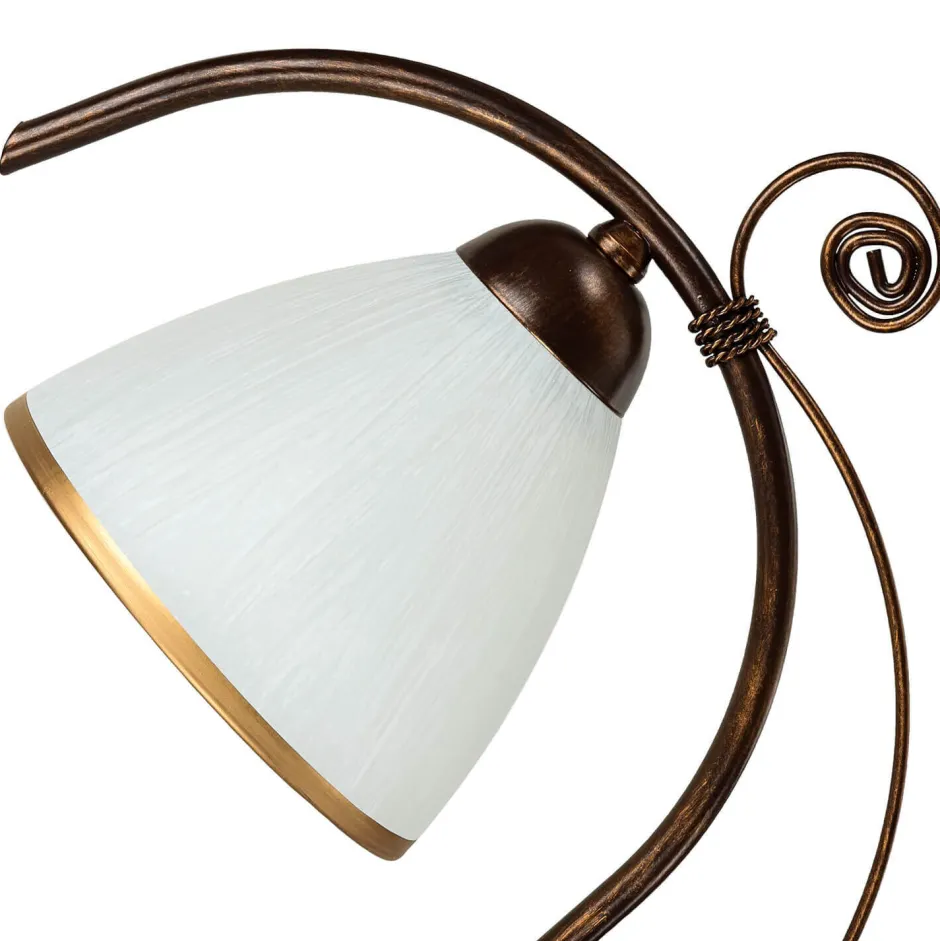 Lamkur Shabby braune Tischlampe Metall 39cm Jugendstil< Glaslampen|Shabby Chic Lampen