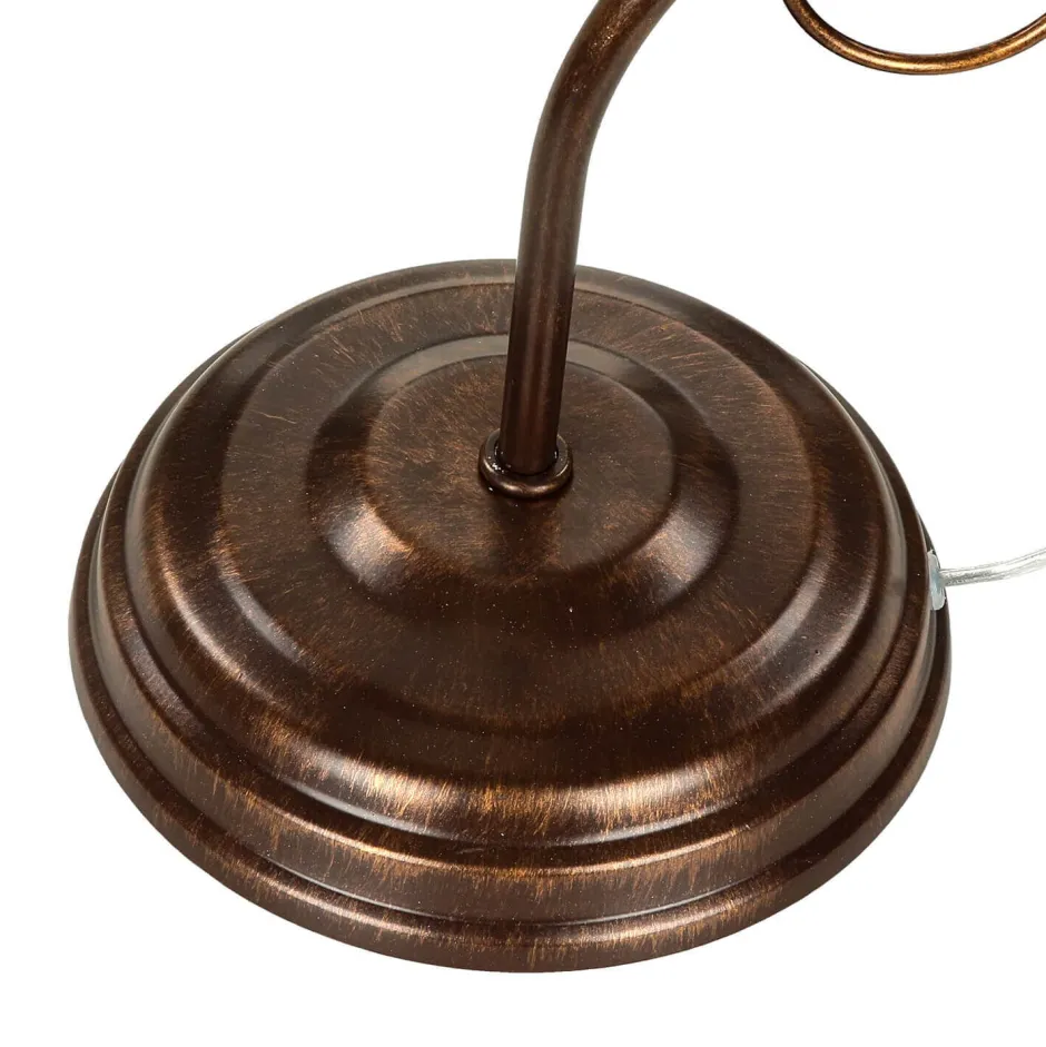 Lamkur Shabby braune Tischlampe Metall 39cm Jugendstil< Glaslampen|Shabby Chic Lampen