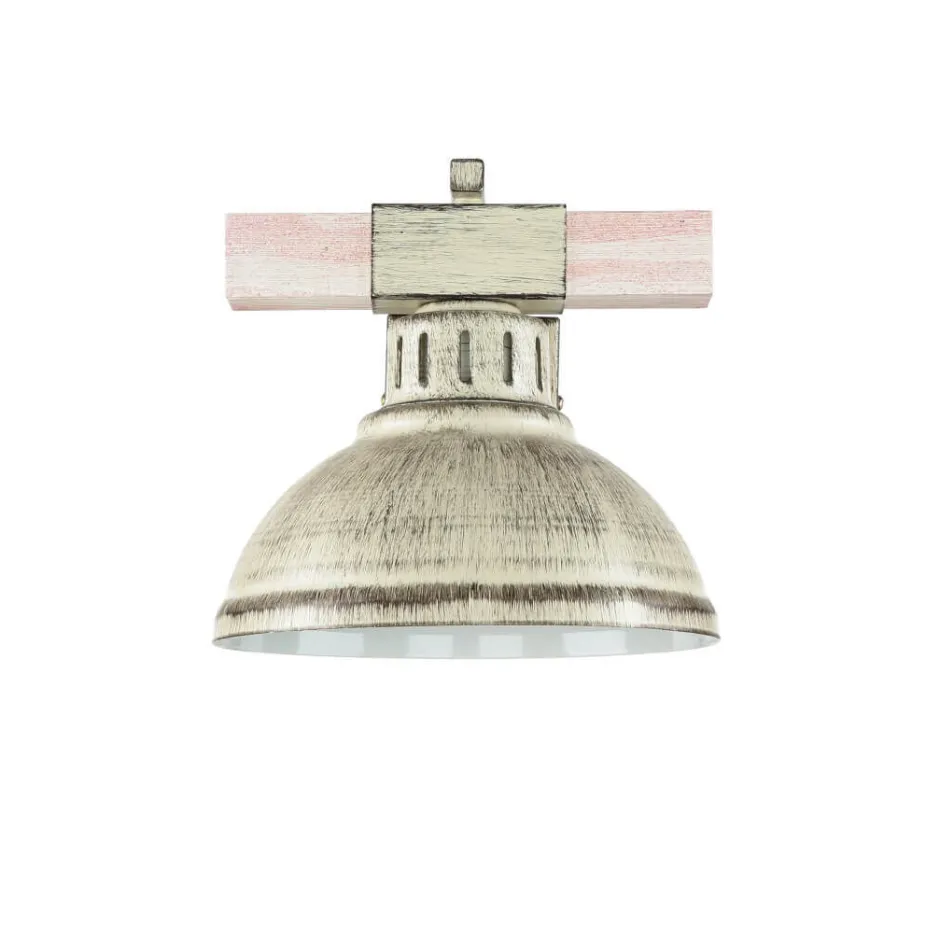 Rustikale Lampen|Vintage Lampen*Luminex Shabby Chic Wandlampe Weiß HAKON mit Echt Holz