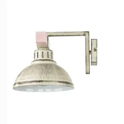 Rustikale Lampen|Vintage Lampen*Luminex Shabby Chic Wandlampe Weiß HAKON mit Echt Holz