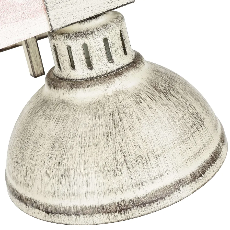 Rustikale Lampen|Vintage Lampen*Luminex Shabby Chic Wandlampe Weiß HAKON mit Echt Holz