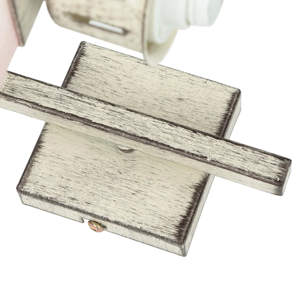 Rustikale Lampen|Vintage Lampen*Luminex Shabby Chic Wandlampe Weiß HAKON mit Echt Holz