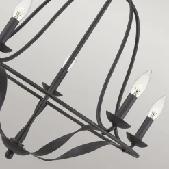 Wohnzimmerlampen|Esszimmer Lampen*Elstead Shabby Kronleuchter Metall Grau Ø 63,6 cm Rustikal