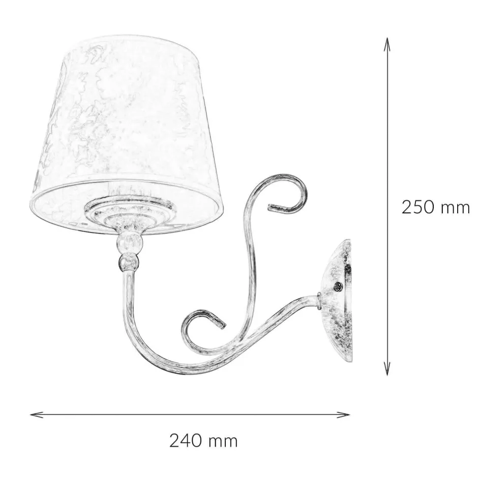 Jupiter Shabby Wandlampe Barock Motiv Wandleuchte GANARA< Stofflampen|Shabby Chic Lampen