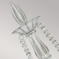 Wandleuchten|Schlafzimmer Lampen*Elstead Shabby Wandleuchte Metall Holzperlen H: 53,3 cm Grau Antik