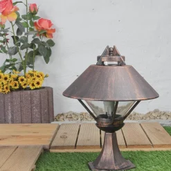 Rustikale Lampen|Wegeleuchten*Lido Sockellampe PRASO aus Aluminium in Schwarz-Kupfer