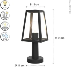 Eco-Light Sockelleuchte Aluminium Glas E27 IP44 H:33,8 cm Modern< Metall Lampen|Wegeleuchten