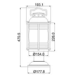 Gartenlaternen|Industrie Lampen*Elstead Sockelleuchte Aluminium Glas E27 IP44 47,1 cm Vintage