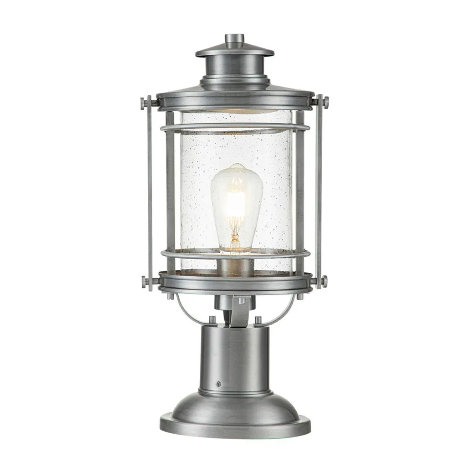 Vintage Lampen|Metall Lampen*Elstead Sockelleuchte Aluminium Glas E27 IP44 46,6 cm hoch