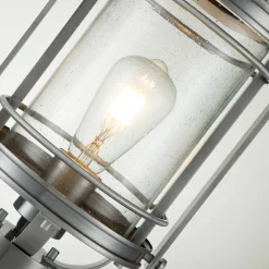 Vintage Lampen|Metall Lampen*Elstead Sockelleuchte Aluminium Glas E27 IP44 46,6 cm hoch