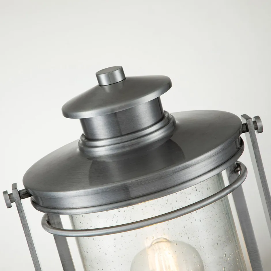 Vintage Lampen|Metall Lampen*Elstead Sockelleuchte Aluminium Glas E27 IP44 46,6 cm hoch