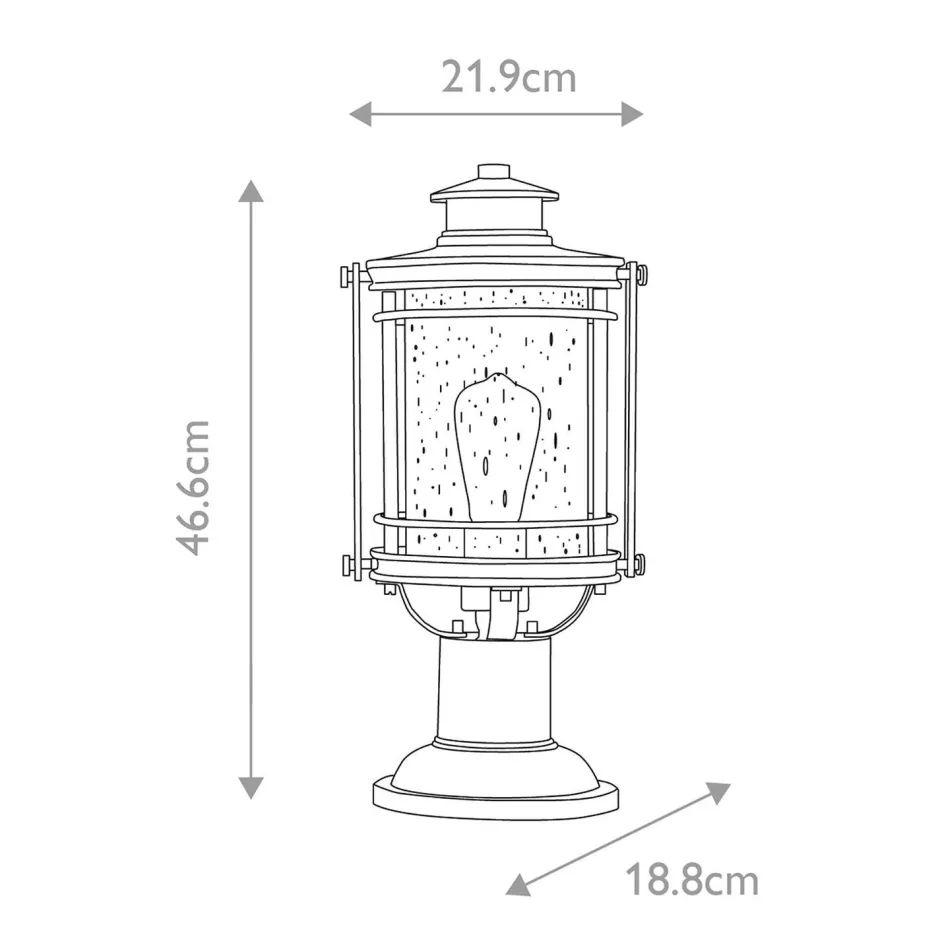 Vintage Lampen|Metall Lampen*Elstead Sockelleuchte Aluminium Glas E27 IP44 46,6 cm hoch