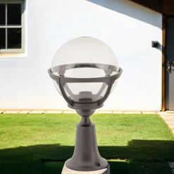 Vintage Lampen|Wegeleuchten*Lido Sockelleuchte Außen Kugel Schirm IP44 37cm Vintage E27