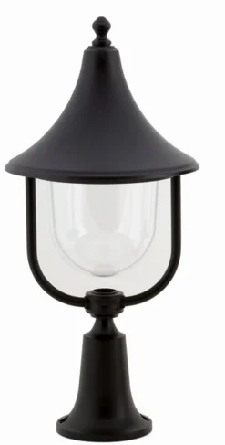 Außenleuchten Antik|Gartenlaternen*Lido Sockelleuchte außen Schwarz 57 cm IP43 E27 Rustikal