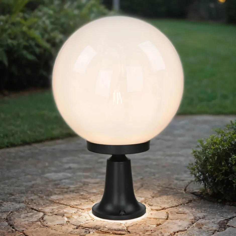 Lido Sockelleuchte Kugel Schirm 37cm klein IP43 E27 Schwarz< Vintage Lampen|Kugellampen