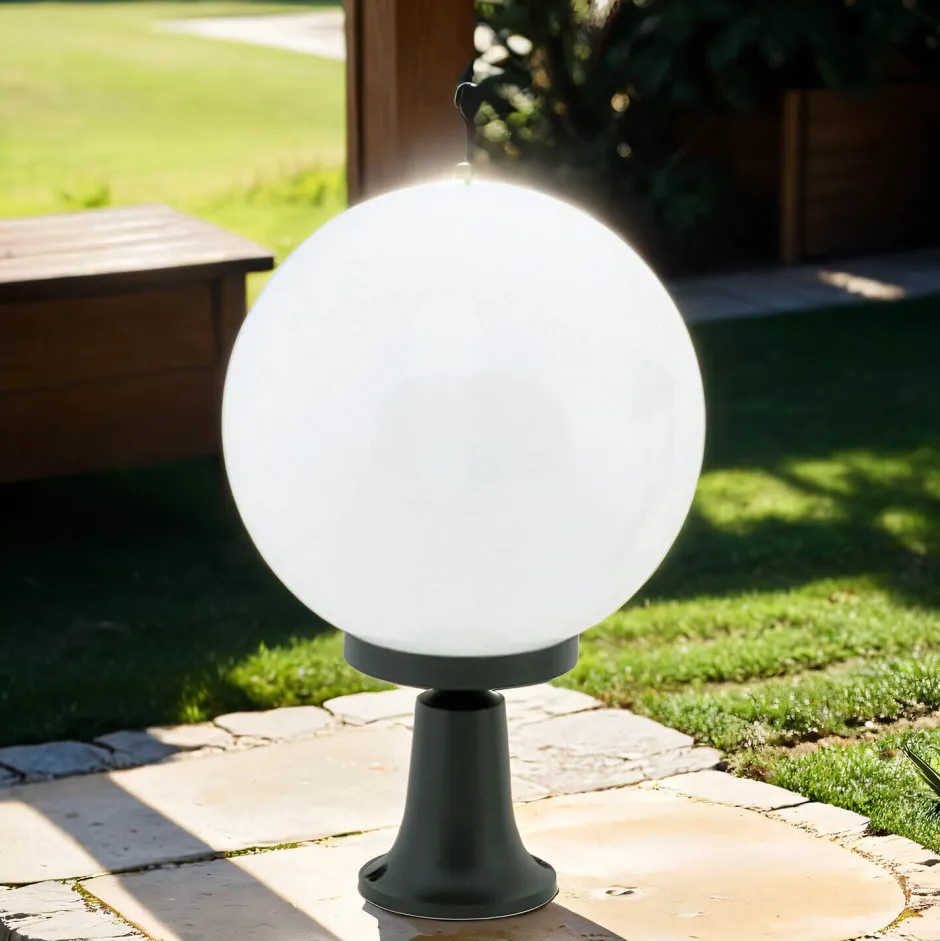 Lido Sockelleuchte Kugel Schirm 37cm klein IP43 E27 Schwarz< Vintage Lampen|Kugellampen