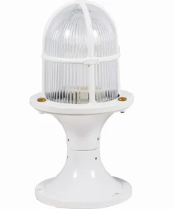 Gartenlaternen|Messinglampen*Lido Sockelleuchte Messing Glas E27 IP54 28 cm Weiß Maritim