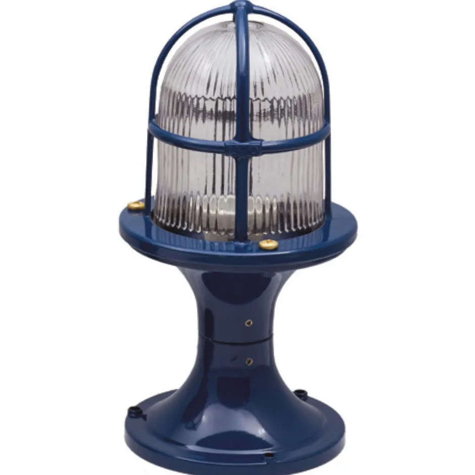 Lido Sockelleuchte Messing Glas 28 cm IP54 Blau E27 Maritim< Messinglampen|Maritime Lampen