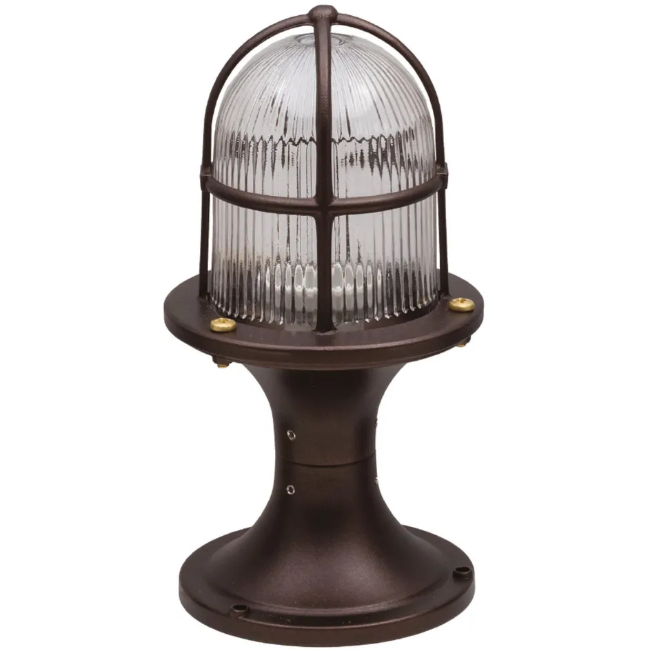 Lido Sockelleuchte Messing Glas E27 IP54 28 cm hoch Maritim< Außenleuchten Antik|Rustikale Lampen