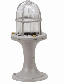 Lido Sockelleuchte Messing massiv Glas 25 cm hoch IP64 Grau< Gartenlaternen|Messinglampen