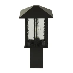 Rustikale Lampen|Wegeleuchten*Searchlight Sockelleuchte Schwarz 45 cm IP44 E27 Aluminium Glas
