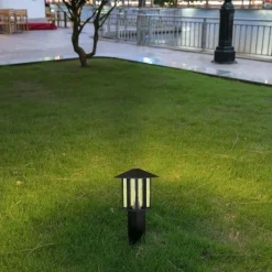 Rustikale Lampen|Wegeleuchten*Searchlight Sockelleuchte Schwarz 45 cm IP44 E27 Aluminium Glas