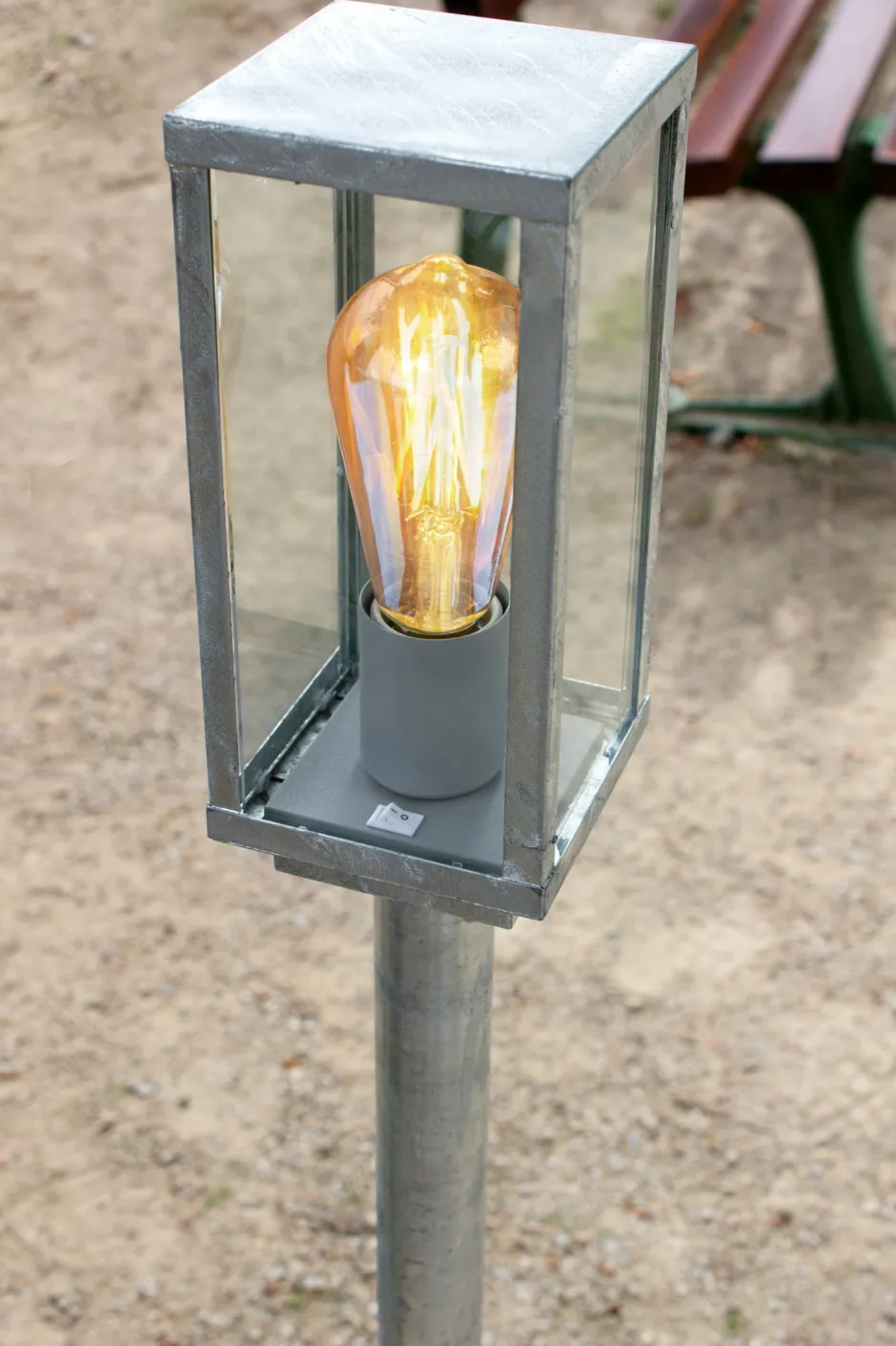 Metall Lampen|Vintage Lampen*Eco-Light Sockelleuchte Vintage Aluminium in Zink IP44 E27 100 cm