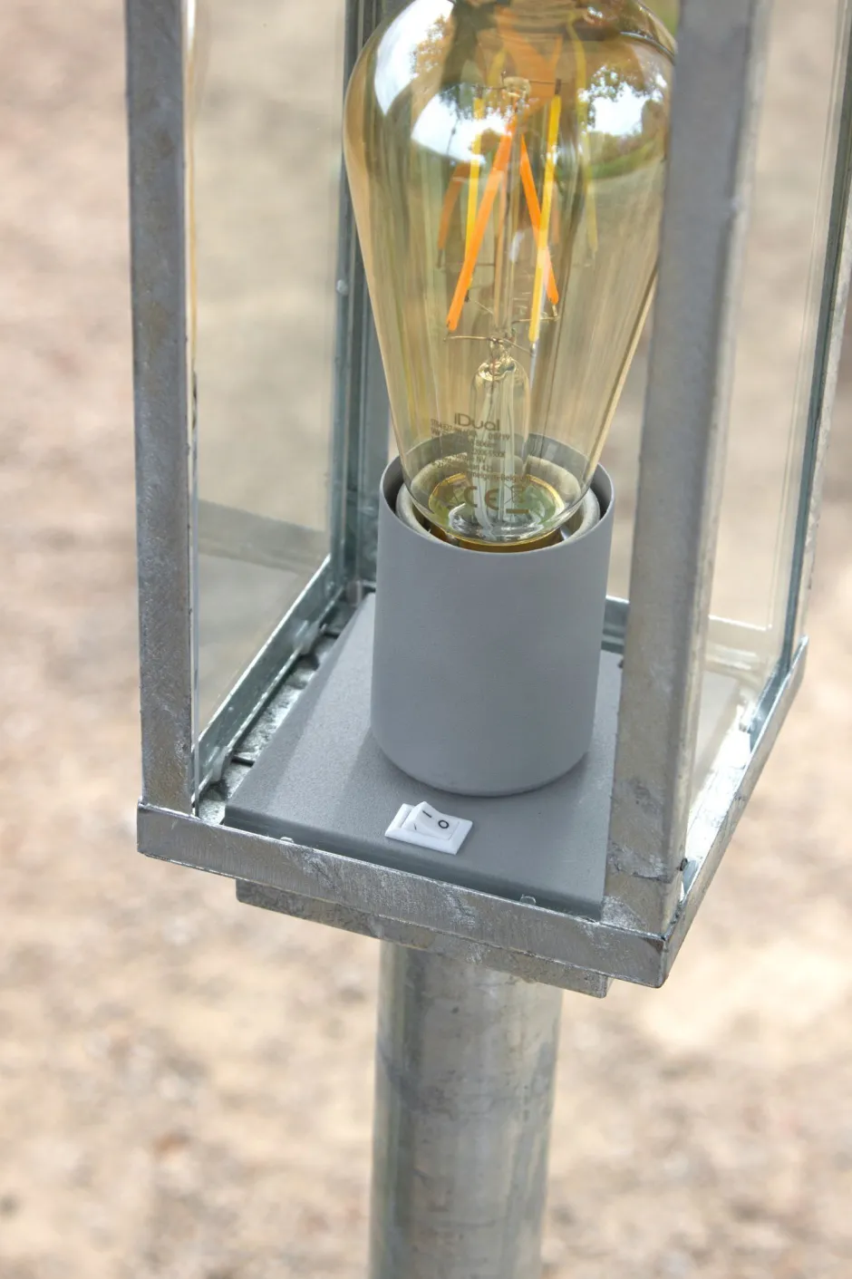 Metall Lampen|Vintage Lampen*Eco-Light Sockelleuchte Vintage Aluminium in Zink IP44 E27 100 cm