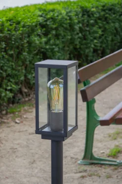 Metall Lampen|Vintage Lampen*Eco-Light Sockelleuchte Vintage Aluminium Schwarz IP44 E27 100 cm