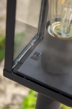 Metall Lampen|Vintage Lampen*Eco-Light Sockelleuchte Vintage Aluminium Schwarz IP44 E27 100 cm