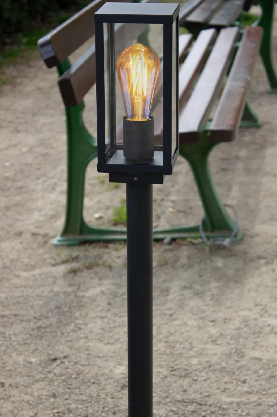 Metall Lampen|Vintage Lampen*Eco-Light Sockelleuchte Vintage Aluminium Schwarz IP44 E27 100 cm