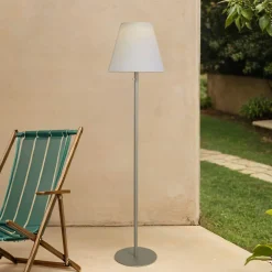 Searchlight Solar Stehleuchte außen LED IP44 158 cm in Silber Weiß 3000 K< Solarleuchten|Wegeleuchten