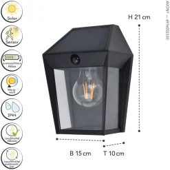 Eco-Light Solar Wandlampe mit Bewegungssensor E27 IP44 H:20,5 cm< Metall Lampen|Solarleuchten