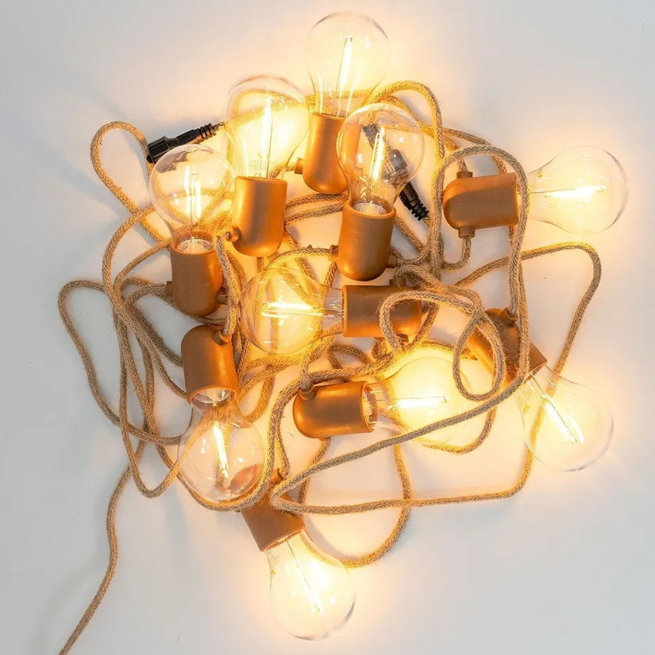 Newgarden Solarlichterkette außen LED 2700K Jute IP44 5m lang< Außenlichterketten|Solarleuchten