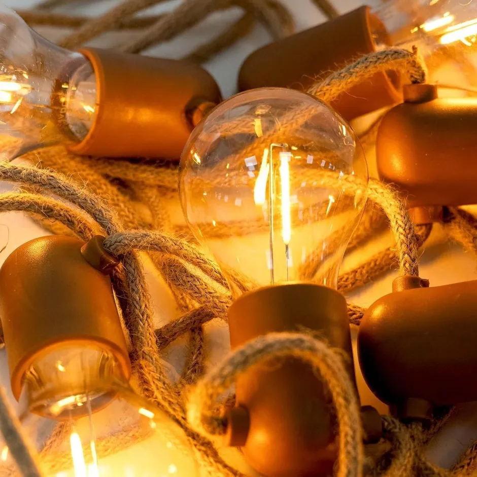 Newgarden Solarlichterkette außen LED 2700K Jute IP44 5m lang< Außenlichterketten|Solarleuchten