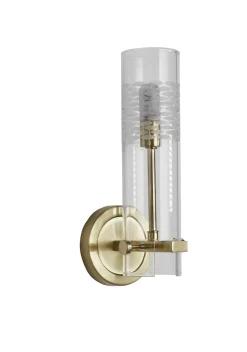 Wandleuchten|Glaslampen*Searchlight Spiegelleuchte in Messing Klar IP44 G9 H: 28,5 cm