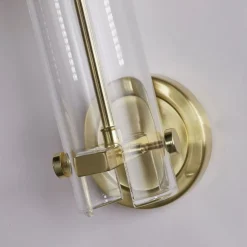 Wandleuchten|Glaslampen*Searchlight Spiegelleuchte in Messing Klar IP44 G9 H: 28,5 cm