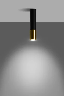 Moderne Lampen|Küchenlampen*Sollux Spot Decke Schwarz Gold H: 29 cm Ø 6 cm Zylinder schmal