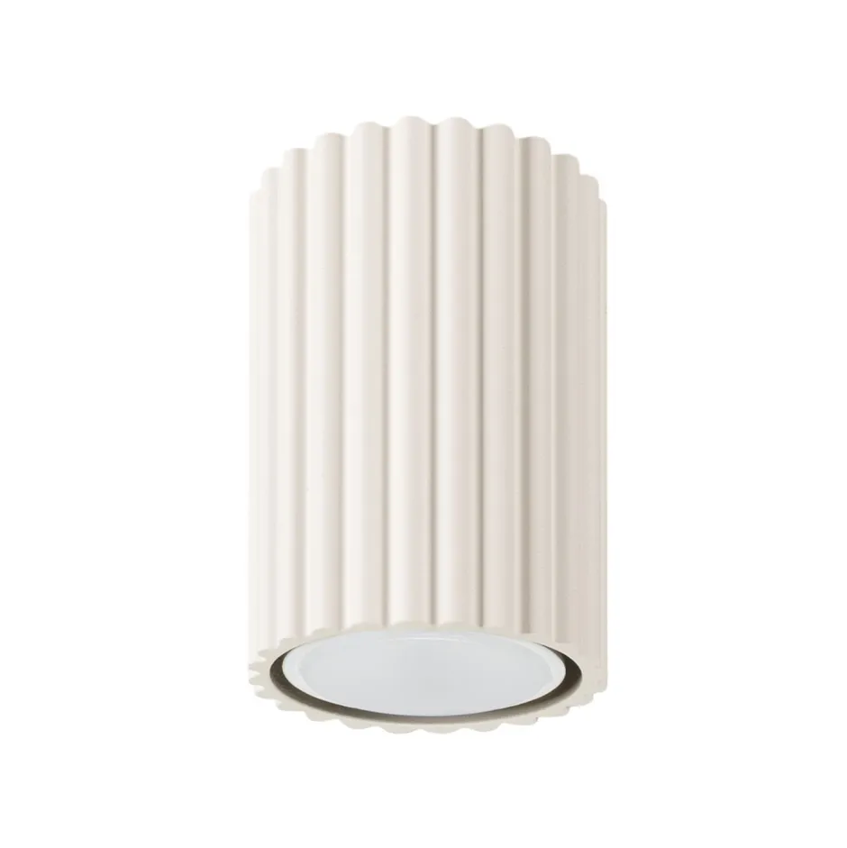 Flurlampen|Wohnzimmerlampen*Sollux Spot GU10 H: 10 cm Ø 6,5 cm klein Aufputz Aluminium in Creme